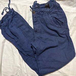 H&M L.O.G.G. Men’s Blue Linen Blend Drawstring Joggers Size 32